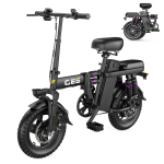 TOOFLY GE5 T&auml;iskasvanute Elektrijalgratas 25KM/H 500W Mootor 48V15Ah Aku Linna Pendelrattur E-Bike 14'' Rehv Kokkupandav T&auml;iskasvanute Elektrijalgratas GE5 500W must