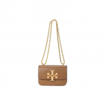 TORY BURCH Eleanor Matt Klapp Topelt T Logo Vasikanahast V&auml;ike Ruudukujuline Crossbody &Otilde;lakott V&auml;ike Suurus Naiste Hirvepruun pruun