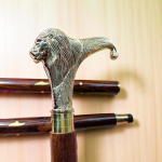 Lion Head Brass Handle Walking Stick &ndash; Handmade Wooden Cane Home decor