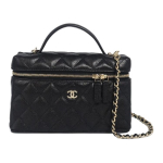 Chanel 25c Br&auml;ndi logo T&otilde;mblukuga avamine Sulamist pandla Teemandimuster &Uuml;he &otilde;la Crossbody Teraline veisenahast materjal Kuldne riistvara K&auml;ekott Naiste Must Basic+Dust Bag