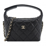 Chanel 25c Klassikaline Kett Metallist Logo Nahast Kootud Kett Hobo Kott &Uuml;he &Otilde;la Risti Keha Teraline Veisenahk Materjal Kuldne Riistvara K&auml;ekott Naiste Must Basic+Dust Bag must