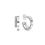 Pandora 925 H&otilde;bedane Pav&eacute; Topeltr&otilde;ngas K&otilde;rvar&otilde;ngad Naiste k&otilde;rvar&otilde;ngad 299056C01 Box
