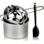 Kahekordse p&otilde;hja pottide komplekt Roostevabast terasest sulatuspott silikoonlabidaga &scaron;okolaadi, seebi, vaha, k&uuml;&uuml;nalde valmistamiseks 600ml 1600ml