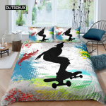 Rula tekikott Poistele Teismelistele Spordi tekikott Microfiber 2/3 tk Graffiti Kunst &Uuml;heinimesevoodi Voodipesu Komplekt Kaheinimesevoodi Queen Size King Size EU single(135x200cm) black