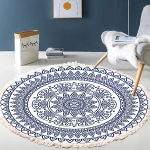 K&auml;sitsi kootud puuvillane linane vaip Retro Bohemian &uuml;mmargune voodi&auml;&auml;rne geomeetriline p&otilde;randamatt elutuba Kodukaunistus Boho Mandala tutivaip Diameter 60cm gray