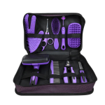 9 tk lemmikloomade hoolduskomplekt Koer Kass Kam Pintsel K&auml;&auml;rid K&uuml;&uuml;nek&auml;&auml;rid Kinnas Karvaeemaldust&ouml;&ouml;riist purple