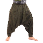 Meeste Hiphop Haaremi p&uuml;ksid jalgevahe kottis Joggers Plus Size Boho Gypsy Aladdin Summer Bohemian Nepal laia s&auml;&auml;rega p&uuml;ksid p&otilde;hjuslikud p&uuml;ksid L roheline