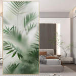 J&auml;ine udune roheliste lehtedega aknakile Privaatsus Soojusisolatsioon ja UV-kaitse Staatiliselt kleepuv klaasikleebis Kodu jaoks (as the picture,40x120cm WxH)