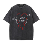 Harry Stylesi Together tuur 2026 Vintage pestud T-s&auml;rgid Mehed Naised Popmuusika Mood &Uuml;le suuruse puuvillane graafilise tr&uuml;kiga T-s&auml;rk Streetwear S black
