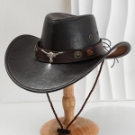 Unisex Vintage Kunstnahast L&auml;&auml;ne Kauboi K&uuml;bar V&auml;ljas H&auml;rrasmees Cowgirl Dž&auml;ss M&uuml;ts Sombrero Hombre 56-58 pruun