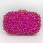 WHTUOHENG Fuchsia Kivist Naiste &Otilde;htukott Luksuslik Kuumroosa Kristall Pulmakott Pruudi K&auml;ekott Daami Teemant Pruudikott 17cmX10cmX5cm fuksia
