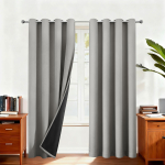 100% Pimendavad Kardinad Musta Voodri ja 2 Kihi Valgust Blokeeriva Kanga, Pimendavad, Termoisoleerivad, Aasadega Aknakardinad W94xH137cm&1 Panels hall