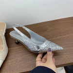 Moodsad Terava Otsaga Nahast Faux Suede Spleissitud Naiste Kingad Elegantne Rihmaga Pandlaga Slingback Kitten-Kontsaga Mules Sandaalid Naistele 35 h&otilde;be