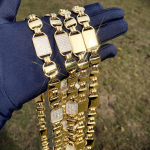 Hip Hop 14mm 18K Pinnatud CZ Tsirkoon Kuubikujuline Ruudukujuline Kaelakee Personaalne Meeste Kett Kaelakee Ehted as pic&7inches(17.78cm) kuld