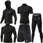 GYMSHARK meeste kiiresti kuivav elastne polos&auml;rkide komplekt - Hingav, tihedalt istuv treening- ja jooksu spordir&otilde;ivad p&auml;ikesekaitsega M black