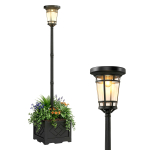 P&auml;ikesepaneeliga latern-p&otilde;randalamp lillepotiga, 195 cm v&auml;liaia latern 2 heleduse tasemega, valgustusjuhtimisl&uuml;liti, IP44 41.5 x 41.5 x 195 cm must