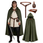 4 tk Keskaegne kapuutsiga keep Kost&uuml;&uuml;mi aksessuaaride komplekt Renessanss-keep Viikingi Cosplay riietus Halloweeni peoks One Size hall v&auml;rv