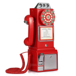 Retro Ameerika-Euroopa Telefonipank mehaanilise kellaga - Antiikstiilis seinakinnitus kodu kaunistamiseks red