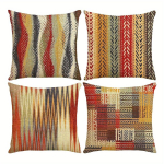 4 tk boho h&otilde;imukujulist padjap&uuml;&uuml;ri 45x45 cm etnilise kootud mustriga padjakatted beež punane roheline elutoa jaoks lukuga linane Short plush 30*30(CM)-4Pcs