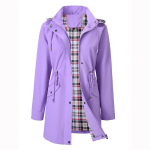 Naiste trenchcoat, veekindel tuulejope, ruudulise voodriga kerge pikk mantel s&uuml;giseks ja kevadiseks 5XL pink