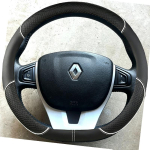 Renault Laguna 3 2007-2012 Renault Zoe 2016 jaoks Must Nahk K&auml;sit&ouml;&ouml;na &Otilde;mmeldud Libisemisvastane Roolikate Interj&ouml;&ouml;r valge