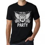 Meeste vintage T-s&auml;rk Graafiline T-s&auml;rk Feel The Party Deep Black White Text XS must