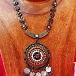 Les Tr&eacute;sors De Lily [E5750] - Collier Cr&eacute;ateur 'Les Souvenirs du Pass&eacute;' Orange Ambre pruun