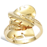 Bague Plaqu&eacute; Or 'Feuilles d'Or' blanc dor&eacute; - 15 mm 54 kuld