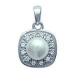 Les Tr&eacute;sors De Lily [I9083] - Pendentif Argent 'Catherine' blanc argent&eacute; (rhodi&eacute;) - 10x10 mm valge