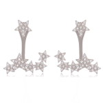 Les Tr&eacute;sors De Lily [Q2941] - H&otilde;bevalged 'Stars' h&otilde;bedase labaga k&otilde;rvar&otilde;ngad (roodiumiga kaetud) - 20x17 mm valge