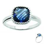 Solitaire Silver  Unikaalne  safiirsinine - 10x10 mm (roodiumiga kaetud) 52 sinine