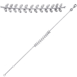 Les Tr&eacute;sors De Lily [Q4179] - Bracelet Argent 'Epi de bl&eacute;' blanc argent&eacute; (rhodi&eacute;) - 40x6 mm valge