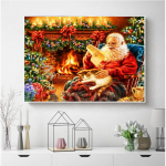 Teemantmaaling 5d j&otilde;ulukoer DIY k&auml;sitsi valmistatud kingitus t&auml;isruudu teemanttikandid mosaiik looma kodukaunistus Full Round (20X30CM)