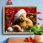 Teemantmaaling karu t&auml;isruudu ristpistes m&uuml;&uuml;k Teemanttikandid multifilm Mosaiik Loomade j&otilde;ulud k&auml;sit&ouml;&ouml;na valmistatud kingitus Full Round (20X30CM)