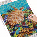 Teemantmaaling t&auml;isruutu uus saabumine kilpkonn DIY teemanttikandid looma mosaiik ristpistes lastetoa sisustus Full Round (20X30CM)