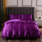 Luksuslikud satiinist voodilinad imitatsiooniga siidist voodipesukomplekt Pehme tekikott Queen King voodipesu padjap&uuml;&uuml;rid kodutekstiili jaoks 180*210cm lilla