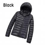 Naiste vabaaja kapuutsiga 90% valge pardi sulejope tuulekindel soe s&uuml;gistalv S-5XL XL must