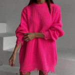 Y2K naiste &uuml;lisuured kampsunid, vabaaja o-kaelusega pikkade varrukatega sviitrid, peo-Korea moe- ja seksikad kampsunid, naiste topid L roosa