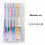 6tk mahla v&auml;rvi pliiatsite komplekt 0,5 mm rullpalliga Multi 36 v&auml;rvi vikerkaar Retro Highlight Metallic Marker Liner Joonistuskool