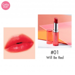 Cathy Doll Wanna Shine huulepulk, viinamarjaseemne&otilde;li, h&uuml;aluron, Lustruose huulepulk, nr 01-nr 06, 3 g - Thai Cosmetic 01 Will Be Red
