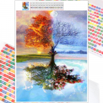 5D isetehtud teemantmaal Multifilm Maastikupuu pistekomplekt Teemanttikandid Mosaiik Kunst Pilt kividest Kaunistus Kingitus Full Round 20x30cm