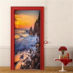 3D-tapeet, isekleepuv uksesein, eemaldatav vin&uuml;&uuml;list kodukaunistus, kunstikleebis Puidust maastik Seinaplakat Kleebised Porte deursticker 90x200cm