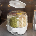 6 Grid teravilja dosaator Riisi &auml;mbriga toidukanistrid, kuiv k&uuml;psetamiseks sahver valge