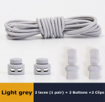 Ilma lipsuta kingapaelteta &uuml;mmargused elastsed kingapaelad plastikust kl&otilde;psuga lukk sobib k&otilde;ikidele kingadele T&auml;iskasvanud lapsed k&otilde;ndimine sport laisk pits T1-2-100cm-Light grey