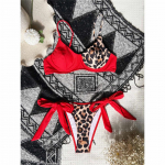 Seksikas Leopard Splicing Underwired bikiinid Naiste ujumistrikoo naiste ujumisriided Kaheosaline bikiinikomplekt supelkost&uuml;&uuml;m Ujumiskost&uuml;&uuml;m S punane/leopard