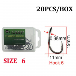 20 tk Tippklassi karpkala konks Kurv vars matt must v&auml;rviline PTFE karpkala konks okast j&auml;me kalap&uuml;&uuml;k