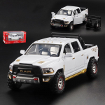 1:32 m&auml;nguautot poistele RAM TRX 1500 Metallist pikapiga m&auml;nguasjad Tagasit&otilde;mmatavad valguse ja heliga mudelautod 3&ndash;7-aastastele lastele 1:32-Size:18*7*6.5cm valge
