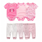 7 tk/partii l&uuml;hikeste varrukatega beebivann + p&uuml;ksid multikad poiste riidekomplektid suvised beebit&uuml;druku kombinesoonid lastele beebiriided riided 9-12Months