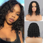 MISS WIG veinipunane keskosa Afro lokkis parukas L&uuml;hikesed lokkis naturaalsest s&uuml;nteetilisest kiust juuksed naistele peole Lady lokkis parukas 1502-13