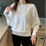 Avar l&uuml;hike kudumine vabaaja kampsun naistele 2022 s&uuml;gisriided nahkhiire s&auml;rk o kaelus soliidne pikkade varrukatega kampsun, pullover naiste topp One Size must